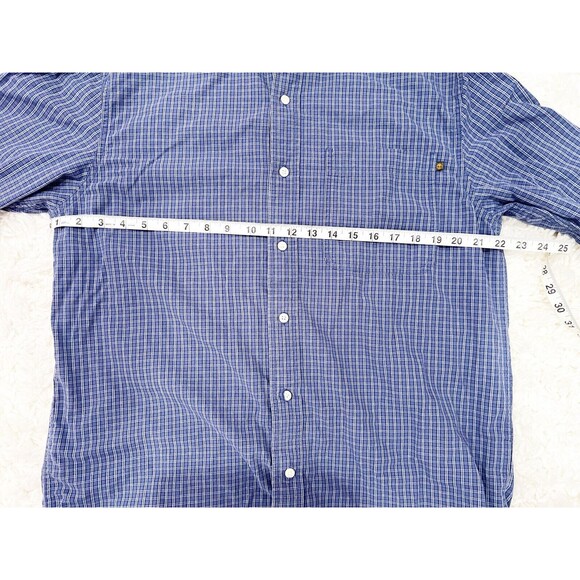 Timberland Button Down Shirt Men's M Blue Plaid Long Sleeve 100% Cotton Preppy‎ - Picture 3 of 4